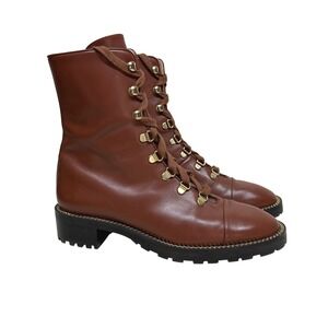 STUART WEITZMAN Kolbie Brown Leather Lace Up Combat Ankle Boots Size 7.5B